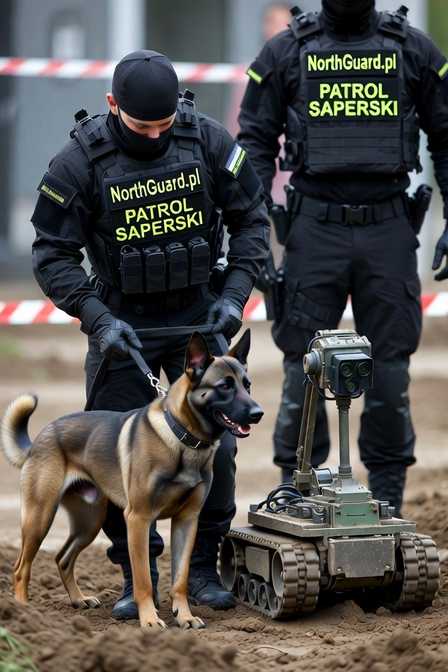 Patrol saperski NorthGuard — przewodnik psa wykrywającego i robot pirotechniczny